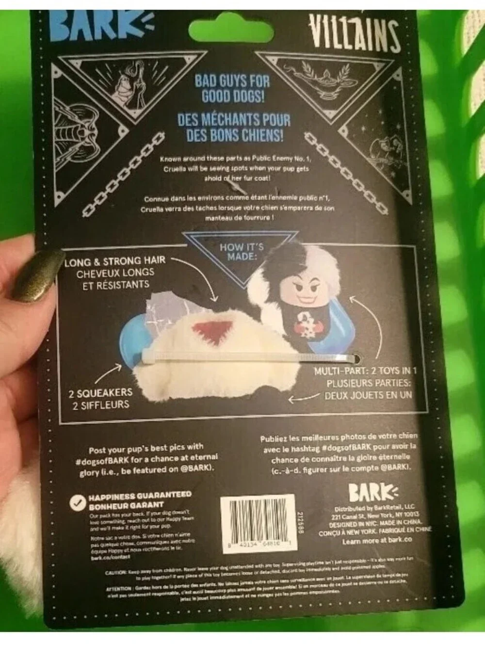 2 BARKBOX DISNEY VILLAINS CRUELLA DEVILLE & REVERSIBLE EVIL QUEEN/WITCH DOG TOYS
